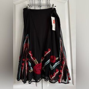 VINTAGE COLLECTION WOMENS SKIRT, BLACK/MULTCOLOR, size medium